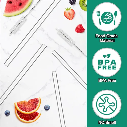Vista 3 de Repuesto de popote para botella de agua de plástico Tritan transparente de 25 onzas, con 2 limpiadores de pajitas, popotes transparentes