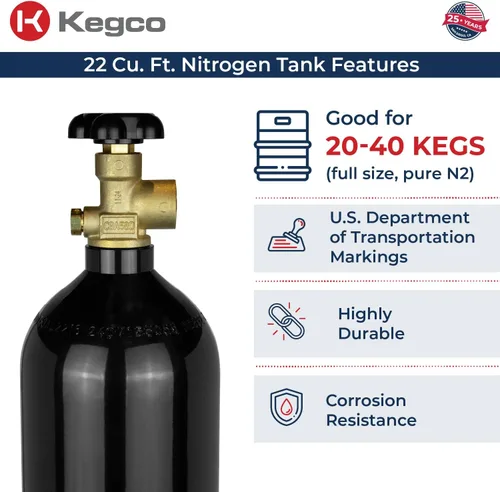 Vista 3 de Kegco Tanque de aire de nitrógeno de 22 pies cúbicos - Cilindro de gas de aluminio de alta presión (vacío)