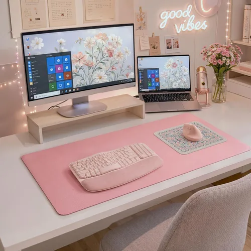Vista 9 de iCasso Alfombrilla de mouse estética pequeña con diseño floral, mini alfombrilla de mouse portátil rosa, antideslizante y cómoda, de tela para mouse
