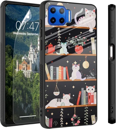 Vista 19 de Funda para Motorola Moto Edge 2022, cubierta trasera de vidrio templado con protector de pantalla, funda protectora a prueba de golpes para Motorola