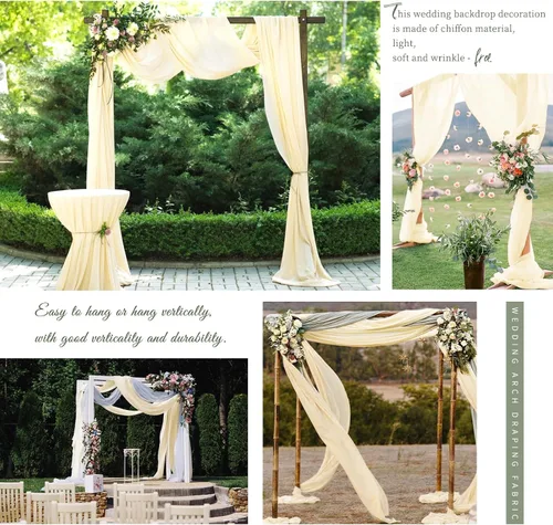 Vista 7 de Tela para Cortinas de Arco de Boda, 8 Paneles de 28" x 20 pies Beige, Cortinas de Arco de Boda para Ceremonia, Cortinas de Tela de Gasa, Cortinaje