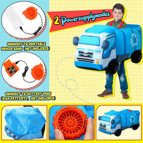 Vista 3 de Simgoing - Disfraz inflable de camión de 31.5 pulgadas para niños, camión