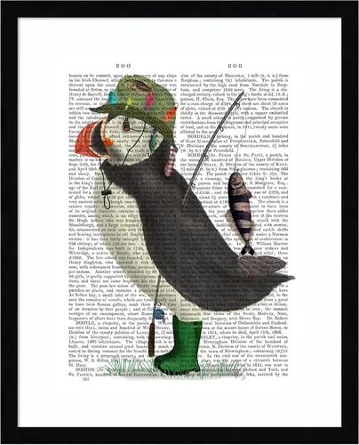 Vista 13 de Amanti Art Framed Wall Art Print 21x17 Puffin Fishing by Fab Funky, Animals Wall Art, Whimsical Decor, Small Poster Painting Artwork for Living