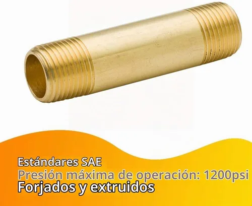 Vista 2 de Accesorio de Tubería de Latón Niple Largo, 1/4" NPT Macho x 1/4" NPT Macho Extensor Conector Recto, 1-1/2" Longitud 1200psi (Paquete de 5)