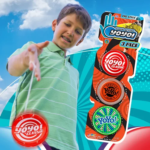 Vista 3 de JA-RU Yoyo - Paquete profesional de yoyos (1 paquete de 3) juguetes antiestrés divertidos de calidad para niños y adultos, relleno de relleno