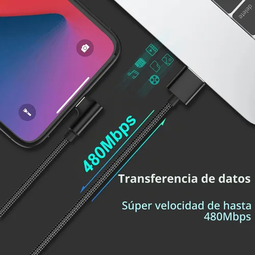 Vista 4 de Cable Lightning corto de ángulo recto de 1 pie, paquete de 3 cables USB a iPhone de 90 grados