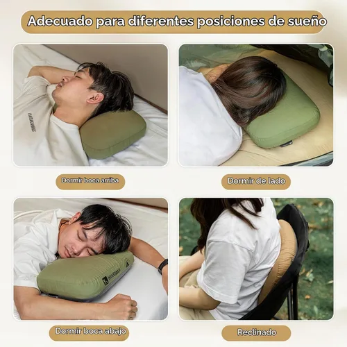 Vista 6 de HIKEMAN - Almohada de espuma viscoelástica para acampar - Almohada ultraligera de viaje, almohada para mochilero con funda extraíble, almohadas