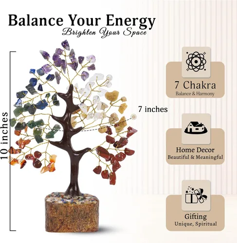 Vista 2 de Árbol de Cristal del Árbol de la Vida de los Siete Chakras, Cristales y Piedras Curativas, Regalos de Cumpleaños para Mujeres, Cristales Curativos
