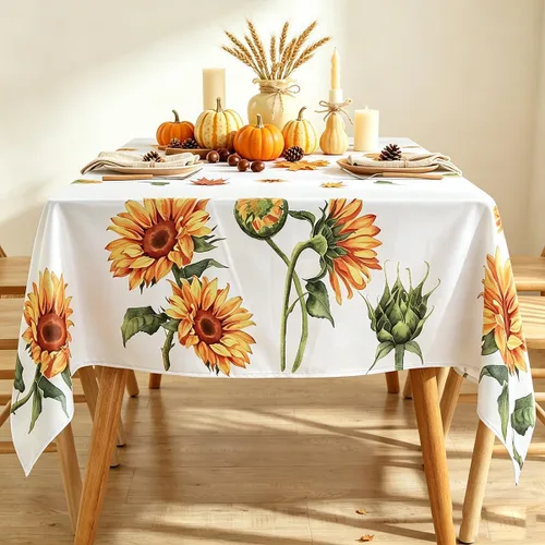 Vista 3 de MATIRUG - Mantel rectangular de verano floral amarillo girasol, 52 x 70 pulgadas