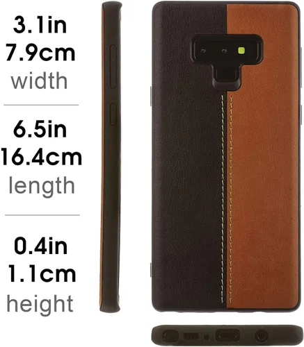 Vista 2 de Funda de cuero bicolor PU para Samsung Galaxy Note 9, color marrón y negro