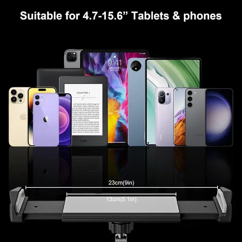 Vista 7 de Soporte ajustable para tablet de 360° para escritorio, soporte de brazo de tableta de aleación de aluminio compatible con iPad Pro/Air/Mini, Kindle