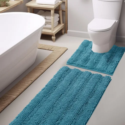 Vista 23 de NICETOWN Tapete negro para baño, antideslizante, suave, absorbente de agua, tapete de bajo perfil para entrada, tapete para vestíbulo, puerta