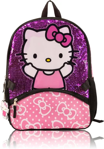 Vista 3 de Fast Forward Sanrio - Juego de mochila de Hello Kitty para niñas, mochila de viaje de 3 piezas con Hello Kitty, juego de accesorios de mochila