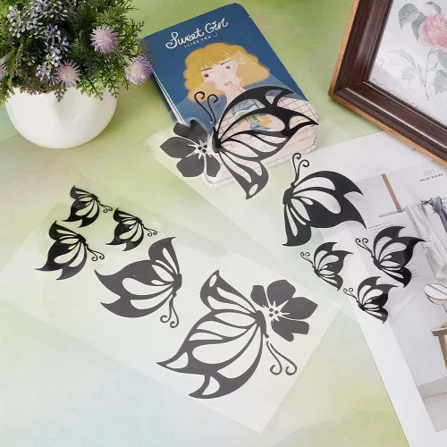 Vista 4 de GORGECRAFT Juego de 2 hojas de calcomanías de mariposa para automóvil, calcomanías impermeables de vinilo para mujer, calcomanías reflectantes