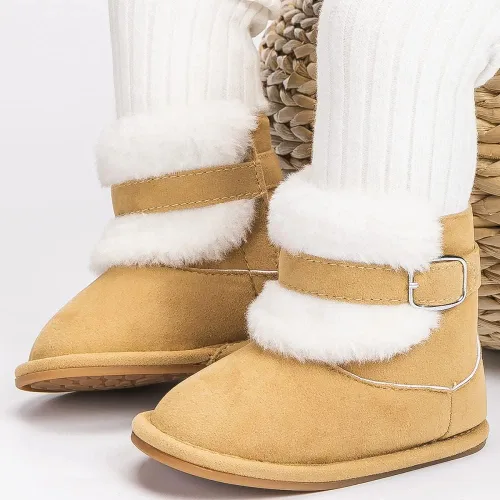 Vista 2 de Meckior Botas vaqueras con borla para bebé, mocasines con cremallera lateral, parte inferior suave, antideslizante, para niños pequeños