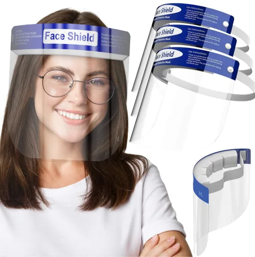 Vista 10 de Medical Nation Protector Facial 10 Unidades Protectores Faciales de Plástico Transparente para Mujeres, Hombres y Niños, Antiempañamiento