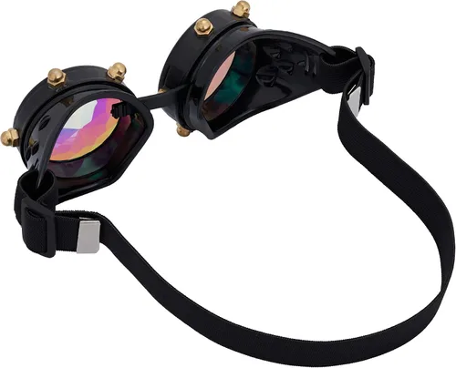 Vista 6 de Gafas de caleidoscopio para Raves Trippy psicodélico Steampunk con lentes de cristal de difracción de prisma arcoíris