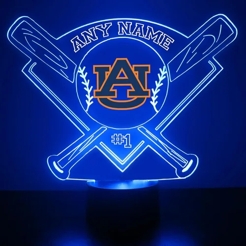Vista 13 de Custom Auburn University (AU) Tigers Football Helmet LED Sign Night Light Lamp with Remote, Personalized Name, Text, Officially Licensed from the