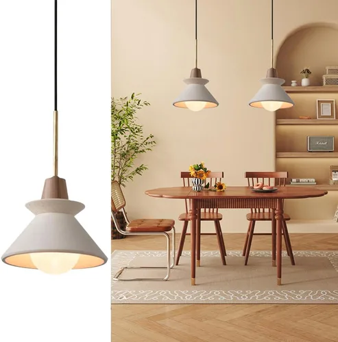 Vista 8 de Luces colgantes de hormigón de 7.5 pulgadas, para isla de cocina, pantalla de piña, lámpara industrial, lámpara colgante de cemento nórdico