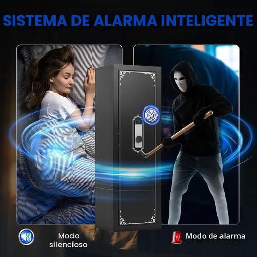Vista 5 de Caja fuerte para armas, caja fuerte biométrica 10-14 para rifles y pistolas, cajas fuertes grandes para armas para el hogar, gabinetes de armas