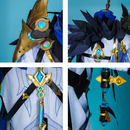 Vista 4 de MZXDY Dottore - Disfraz de cosplay de Genshin Impact, conjunto completo de Fatui The Doctor para Halloween