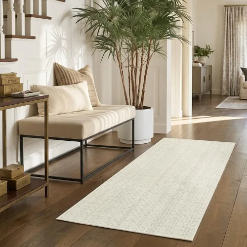 Vista 9 de Alfombra de baño estilo bohemio, 2 x 3 pies, alfombra de algodón tejida a mano para entrada, reversible, lavable, alfombra estilo granja, color Negro
