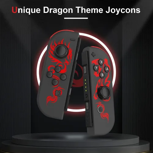 Vista 5 de PPKKAI Joycons Nintendo Switch Controller, Dragon Joycon Controllers for SwitchLiteOLED, Switch Controllers with Dual Vibration, Wake-up