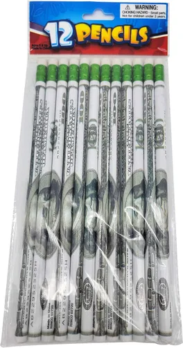 Vista 5 de Zugar Land Lápices de billetes de dólar de $100 (7.5 "estándar # 2 LEAD) Suministros escolares de papelería (12 PACK)