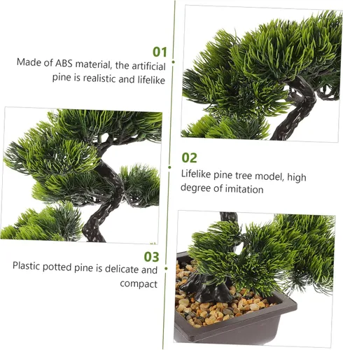 Vista 7 de Árbol de pino bonsái artificial, planta falsa en maceta, adornos para escritorio, estante de oficina en casa, decoración zen, cedro japonés