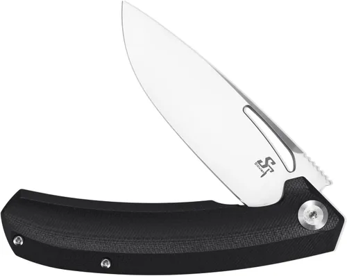 Vista 5 de Sitivien Cuchillo plegable ST119, hoja de acero D2 y mango G10, cuchillo de herramientas EDC con clip de bolsillo para acampar al aire libre Negro
