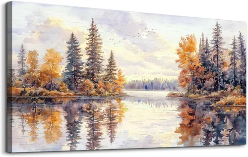 Vista 2 de PHAOHUAXM Pintura abstracta de paisaje de tinta pintura de arte de pared moderna impresión en lienzo natural paisaje arte imágenes de sala de estar