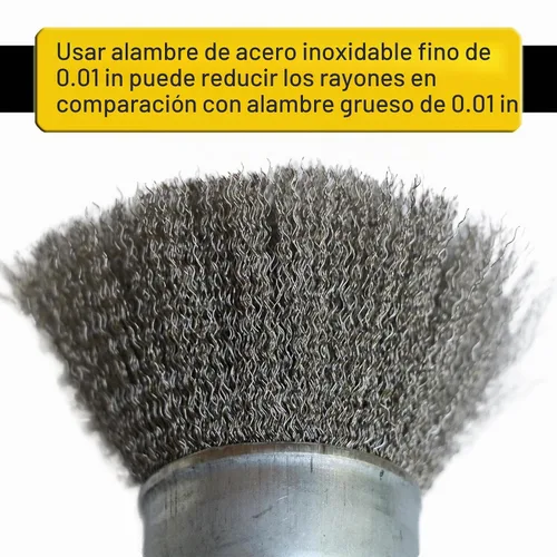 Vista 3 de Juego de 2 cepillos de alambre de acero inoxidable de 2.5 pulgadas, cepillo de alambre para taladro de vástago hexagonal de 1/4 pulgadas, cepillo