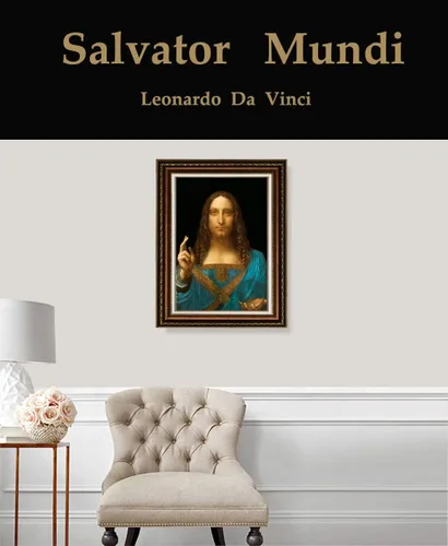 Vista 2 de ELITEART -Salvator Mundi por Leonardo Da Vinci Reproducción de pintura al óleo Giclée Wall Art Impresiones en lienzo tamaño marcado: 22 x 30 pulgadas