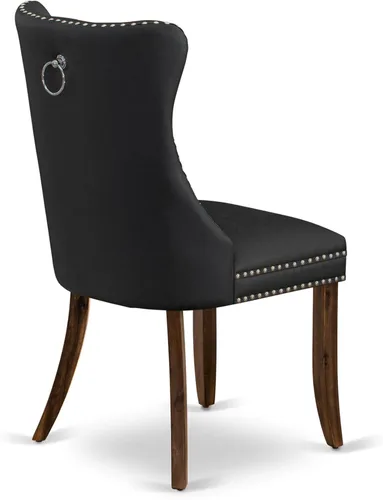 Vista 10 de East West Furniture ANDA5-AWA-12 - Juego de mesa de cocina de 5 piezas, incluye una mesa de comedor redonda con pedestal y 4 sillas Parson tapizadas