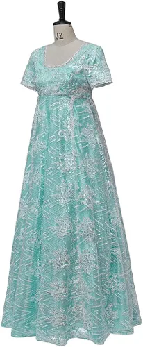 Vista 3 de Kate Sharma - Disfraz de cosplay de cintura alta vestido de fiesta de té Jane Austen