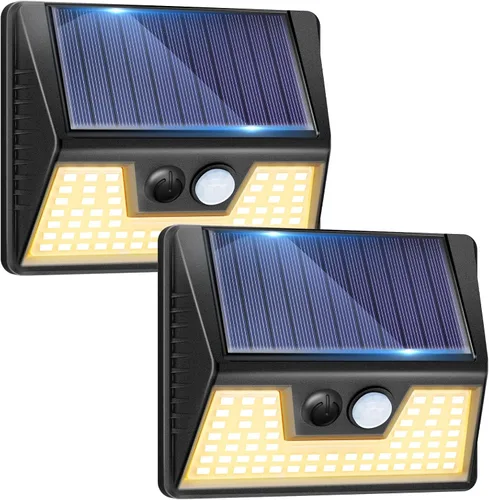 Vista 9 de vighep Paquete de 12 luces solares de movimiento para exteriores, luces impermeables para valla al aire libre, luces LED de pared blancas cálidas