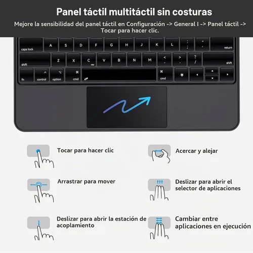 Vista 4 de Funda de teclado para iPad Air de 13 pulgadas (M3/M2, 2025/2024) y iPad Pro de 12.9 pulgadas (3ª/4ª/5ª/6ª Gen): Funda de teclado Bluetooth magnética