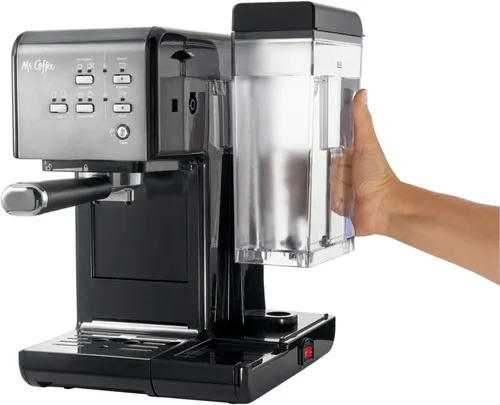 Vista 9 de Mr. Coffee Máquina de café espresso y capuchino de un solo toque en acero inoxidable negro
