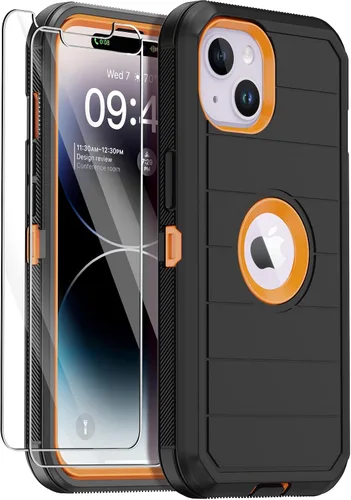 Vista 15 de para iPhone 14 Plus Funda con 2 Protectores de Pantalla, Funda Resistente a Caídas y a Prueba de Golpes, Resistente de 3 Capas, Militar, Duradera