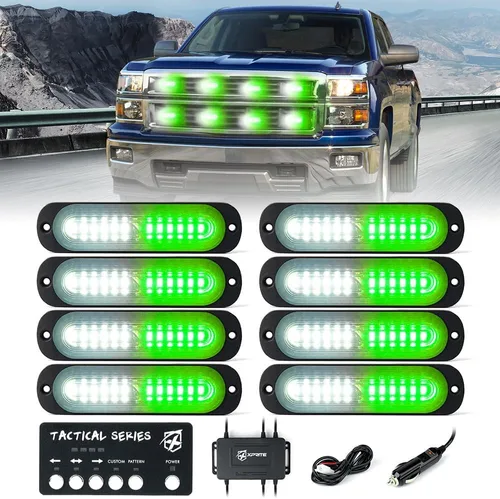 Vista 13 de Xprite Kit de luces estroboscópicas LED ámbar para montaje en superficie, parrilla de parrilla lateral, luz intermitente de advertencia