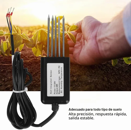 Vista 3 de Sensor de suelo, sonda de sensor integral de 5 pines, para suelo + NPK + temperatura y humedad + detección de conductividad, para varios suelos