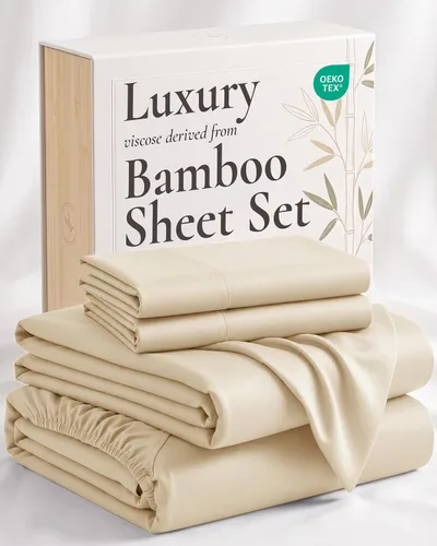 Vista 31 de Hotel Sheets Direct - Juego de sábanas 100% viscosa derivada de bambú tamaño individual - sábanas refrescantes con 1 funda de almohada 01-Blanco