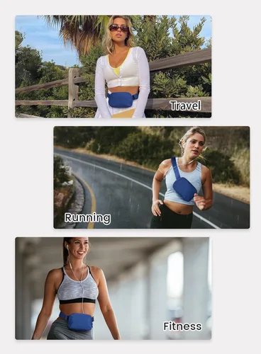 Vista 6 de Meyfancy Riñonera para mujer, riñoneras, bolsas cruzadas con correa ajustable para correr, viajar, entrenar, impermeable, Azul (Peacock)