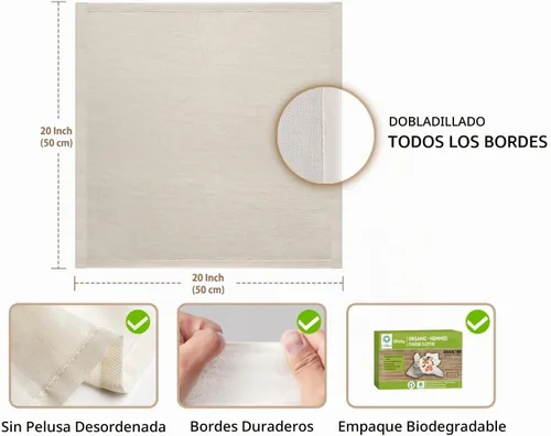 Vista 4 de Paños de queso orgánicos, certificado GOTS, paquete de 2, paño de queso