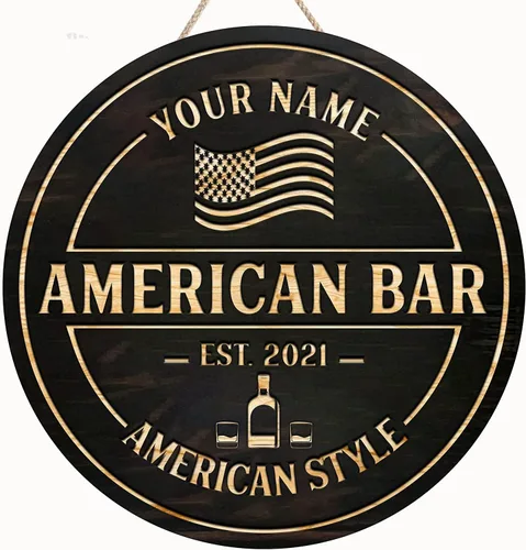 Vista 30 de Placa de pared personalizada con letrero de madera con texto en inglés "Welcome To Our Bar" (NO REAL CARVED), decoración de barra de sótano, sala