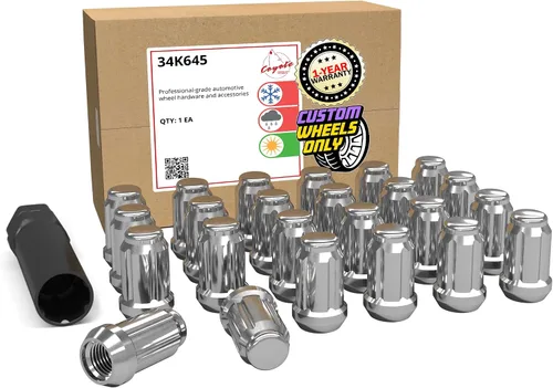 Vista 24 de Piezas de accesorios de rueda, 20 piezas de 1/2 "-20 roscas estriadas de 3.35 pulgadas de largo, tuercas hexagonales negras para Ford Mustang Jeep