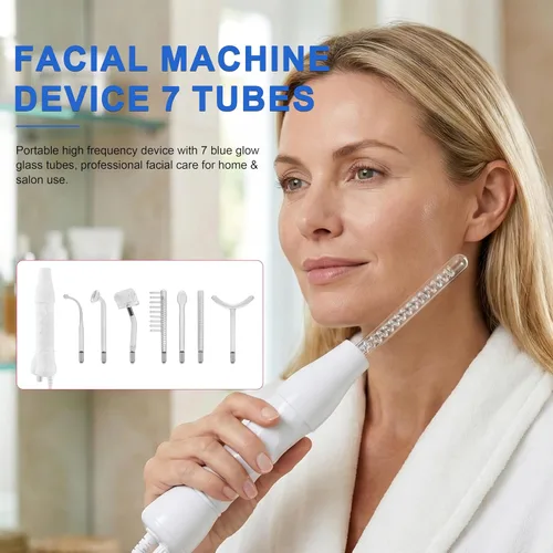 Vista 2 de Elitzia ETSC640B herramienta de cuidado facial de alta frecuencia dispositivo de tonificación de piel con 7 tubos de electrodos azul