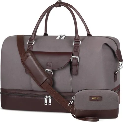 Vista 9 de IBFUN Bolsas de fin de semana para mujer, bolsa grande de lona para viaje, bolsa de viaje con compartimento para zapatos, 21 pulgadas, juego de 3