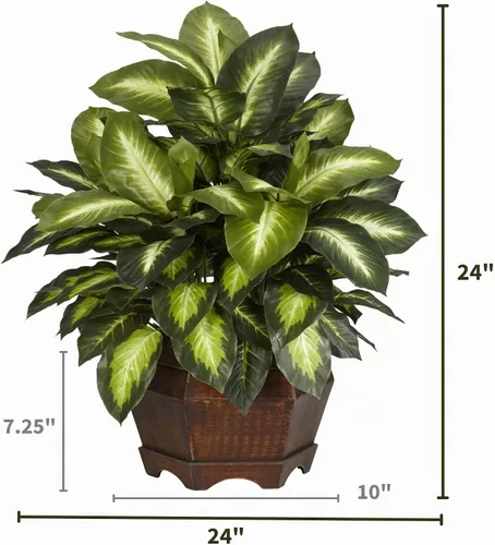 Vista 2 de Nearly Natural Planta artificial de Dieffenbachia dorada de 24 pulgadas con maceta