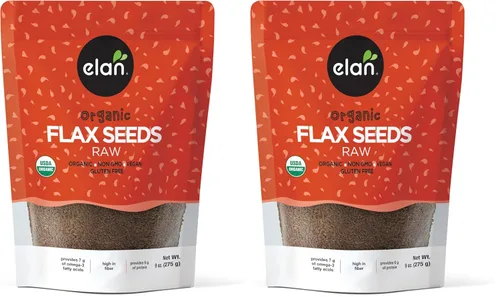 Vista 8 de Elan Semillas de lino orgánico, semillas enteras, semillas crudas, sin OMG, veganas, sin gluten, kosher, altas en fibra, gelifican fácilmente